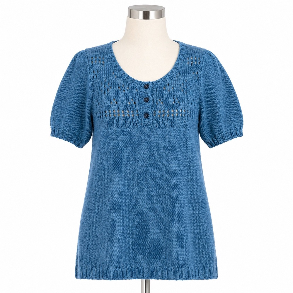 Vintage Y2K‎ dELiA*s Mohair Blend Sweater S Tunic Blue Puff Sleeve Cottagecore